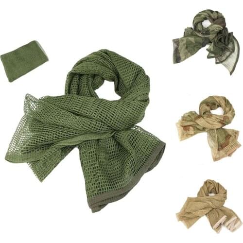 190*90cm Scarf Cotton Military Camouflage Tactical Mesh Scarf Sniper Face Scarf Veil Camping Hunting Multi Purpose Hiking Scarve