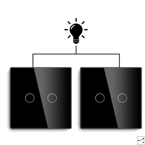 2 PcsTouch Switch Luxury 2 Gang 2 Way Stair Switch EU US Standard Black White Gold In Packs 110-220V Light Switch Glass Panel