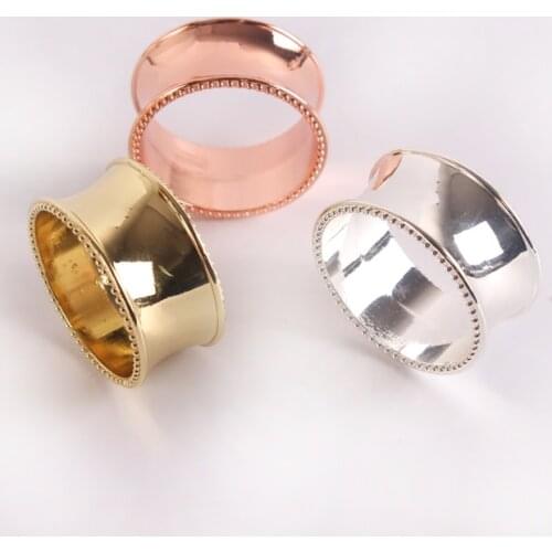 4pcs Alloy Napkin Rings 4cm Diameter Gold/Silver/Copper Napkin Holder For Wedding Hotel Party Decoration Free Shipping