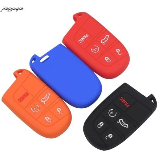 Jingyuqin 5 Buttons Silicone Remote Smart Key Cover Fob Case Shell For Dodge Journey Charger for Jeep Renegade Grand Cherokee