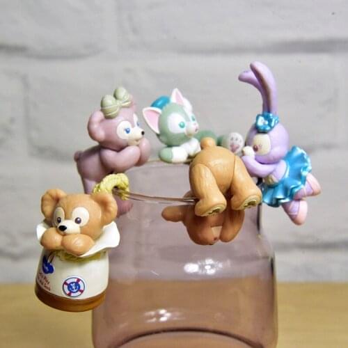 5PCS/lot 4-6.5cm Disney Duffy bear ballet rabbit Sherry may cup edge cup friend cartoon doll model ornaments collection