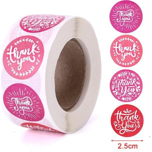 500pcs Pink Label Circle Paper Thank You Stickers Seal Labels For Your Order Round Gift Decoration