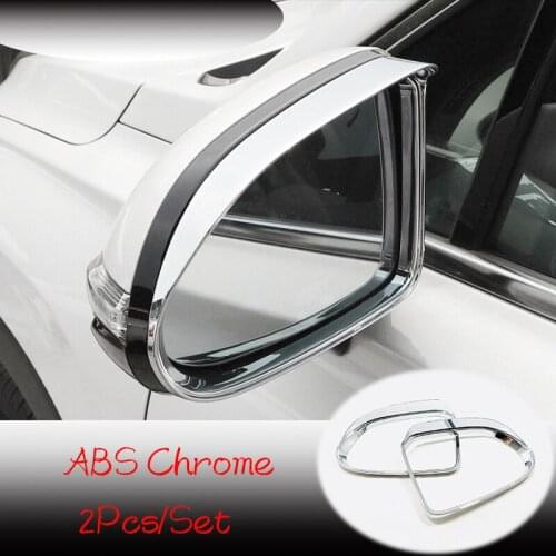ABS Chrome For Hyundai Santa FE 2018 2019 Car rearview mirror block rain eyebrow Cover trim car styling Accessories 2pcs