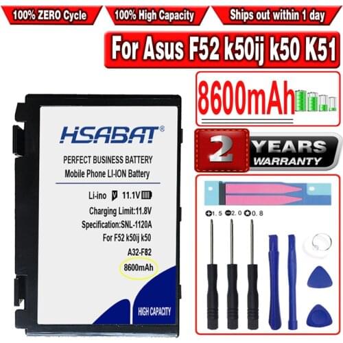 HSABAT 8600mAh A32-F82 Battery for Asus a32-f82 a32-f52 a32 f82 F52 k50ij k50 K51 k50ab k40in k50id k50ij K40 k50in k60 k61 k70