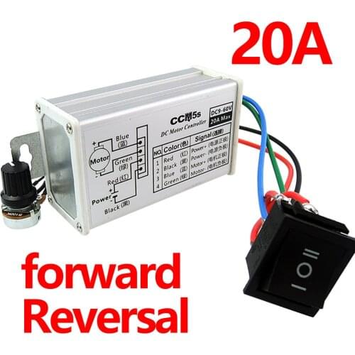 Free Shipping PWM motor speed controller 12V24V36V48V 20A DC motor variable speed reverse switch