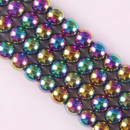 8MM Motley Magnetic Hematite Round Loose Beads Strand 16 Inch Jewelry Making B090