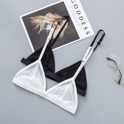 Sexy Bralette Women Lace Bra Wireless Underwear Transparent Triangle Brassiere Unpadded Intimates White/Black Lingerie Top