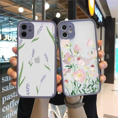 Flower aet design pattern luxury shell Phone Cases funda matte transparent For iphone 7 8 11 12 plus mini x xs xr pro max cover