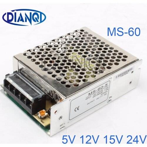 DIANQI Mini Size Switching Power Supply adjustable 12V Output voltage 60W ac to dc regulator for LED strip ms-60 15V 5V 24V