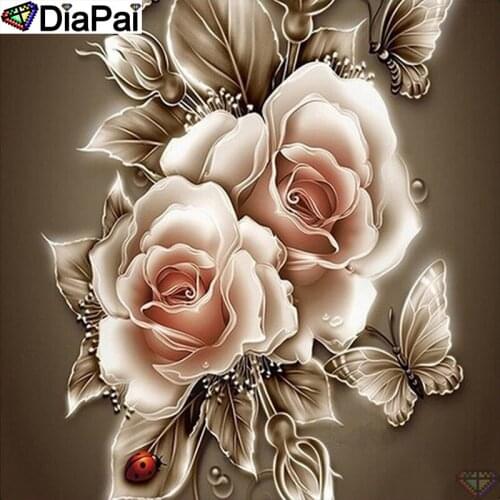 DiaPai Diamond Painting 5D DIY 100% Full Square/Round Drill "Flower butterfly" Diamond Embroidery Cross Stitch 3D Decor A24676