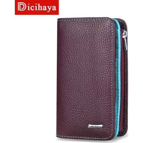 DICIHAYA Designer Trend Genuine Leather Wallet Female Women Wallet Short Wallet Quality Coin Purse Women Color Matching Purse