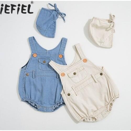 Baby Boys Girls Cowboy Clothing Rompers Sleeveless Baby Denim Bodysuits Kids Jumpsuit Autumn Baby Denim Sling Strap Overalls