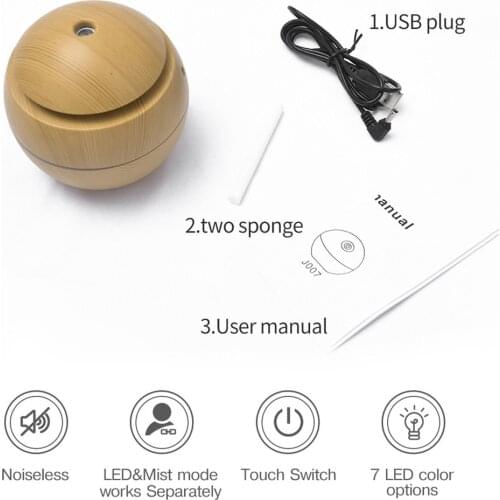 Electric Humidifier Essential Aroma Oil Diffuser Ultrasonic Wood Grain Air Humidifier USB Mini Mist Maker LED Light For Home