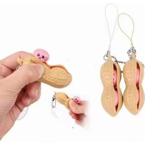 Fidget Toys Big Peanut Squishy Slow Rising Squeeze Phone Straps Ballchains Decompression Toys Stress Ball