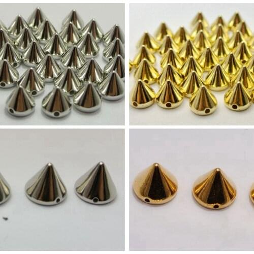 200 Metallic Silver Gold Acrylic Rock Punk Spike Taper Stud Beads 6X6mm 8X8mm