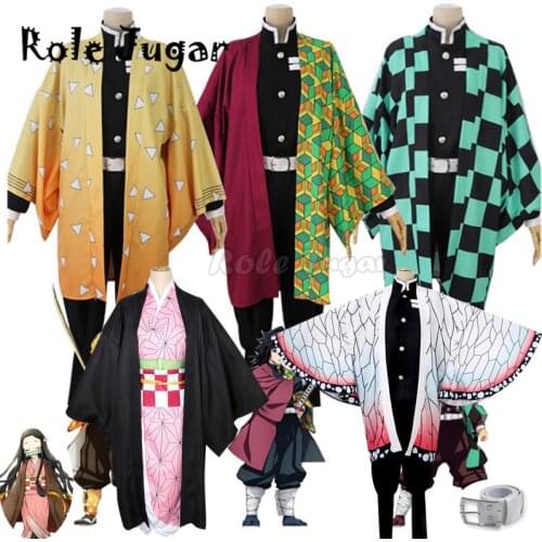 Adult Kids Demon Slayer Giyuu Tomioka Cosplay Costume Demon Slaying Corps Uniform Kimono Women Men Halloween