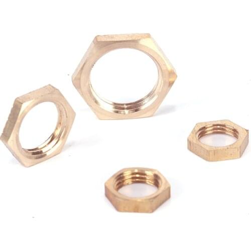 Brass Hex Lock Nuts Pipe Fitting M10 M12 1/8" 1/4" 3/8" 1/2" 3/4" 1" BSP Female Thread Hexagonal shank cap