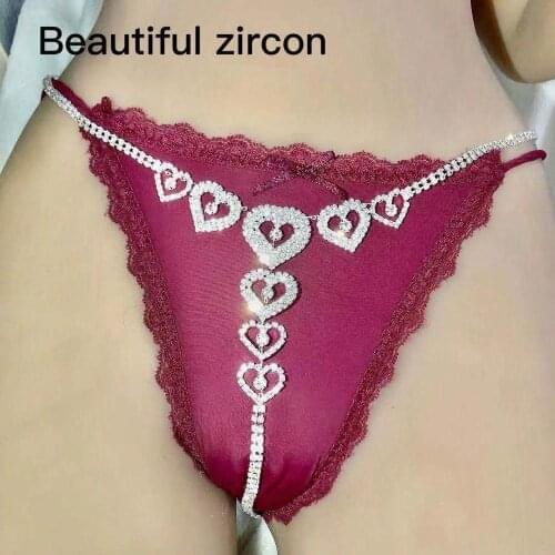 Fashion women sexy Rhinestone bra thong shining crystal waist chain jewelry love underwear chain Valentines Day Jewelry Gift