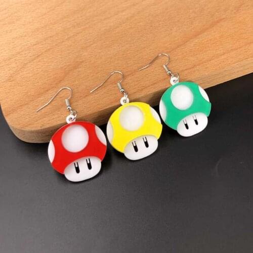 Cartoon Cute Mushroom Head Personal Acrylic Eardrop Creative Emulational Animated Characters Earrings Student Child Gifts