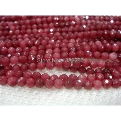 Wholesale 4MM Faceted Red Chalcedony Round Loose Beads 15" 2 piece/lot fashion DIY jewelry
