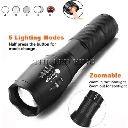 Portable LED flashlight T6 waterproof torch flashlight Zoomable 5 modes led torch waterproof camping light use AAA/18650 battery
