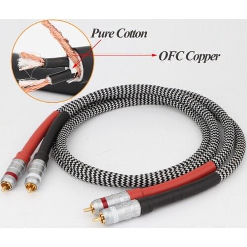 Preffair X418TR HI-End OFC Pure copper RCA To RCA Audio Cable With Silverlink brass Gold plated Solder RCA Male plug PAIR