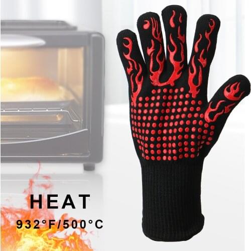 Extreme Heat Resistant Oven Mitts 300-500 Centigrade Flame Retardant BBQ Fire Gloves Non-slip Fireproof Microwave Oven Gloves