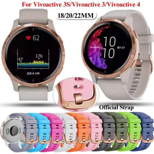 Vivoactive3 4 Official Strap Silicone Smart Watch Band For Garmin Vivoactive 3/3S/4S Venu 2 2S Bracelet Watchband Correa 18 20mm