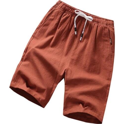 Mens Shorts Hot Summer Casual Cotton Linen Fashion Style Boardshort Bermuda Male Drawstring Elastic Waist Breeches Beach Shorts
