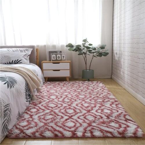 Nordic plush rug bedroom bedside carpet encryption thickened rectangular floor mat soft and comfortable children crawling rug