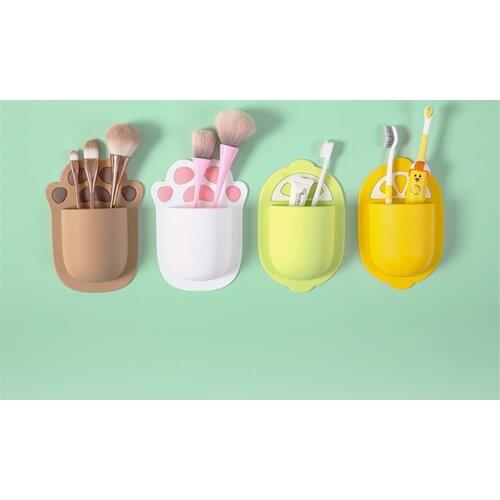 1PC Silicone Toothbrush Storage Rack Wall Suction Waterproof Gel Toothpaste and Shaver Holder Home Hanger for Bathroom Storage