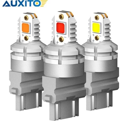 AUXITO 2PCS 3157 LED Bulb T25 3156 P27W P27/7W LED Lamp for Car Reverse Parking Stop Brake Turn Signal Lights White Red Amber