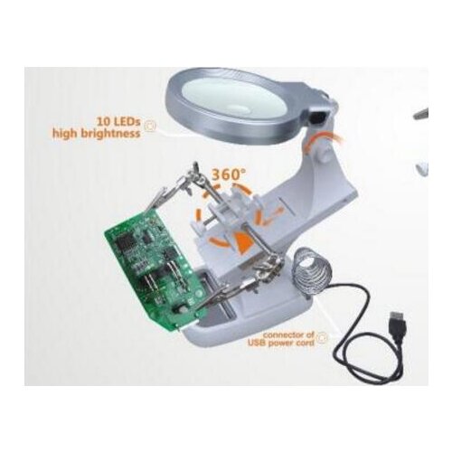 3 Times 4.5X Table Lamp Style LED Illuminated Desk-top Welding Frame Loupe Magnifier Magnifying Glass Circuit Board Repair 220V