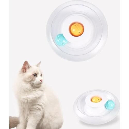 Cat Pet Play Plate Cat Toys Cat Interactive Catnip Bell Ball Game Plate Toys Fun Track Cat Turntable Pet Toy Supplies