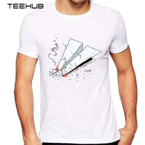 TEEHUB Mens New Fashion Crash Landing Design Short Sleeve T-Shirt Cool Printed Tops Hipster Tee Shirts