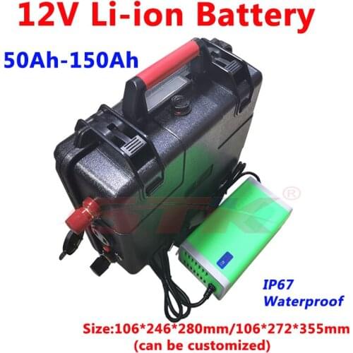 Waterproof 12V 100Ah 150Ah 120Ah 80Ah 60Ah 50Ah lithium li ion battery pack for propeller golf cart fishing finder boats+charger