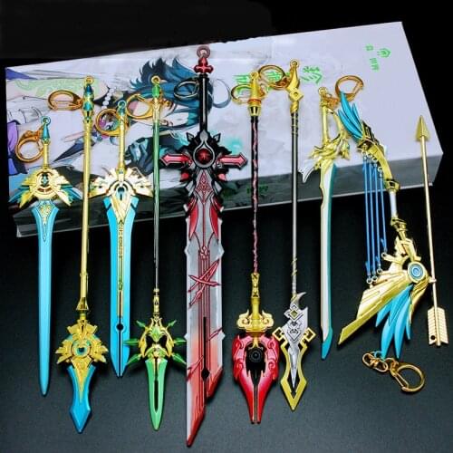Japanese Anime Genshin Impact Small Sword Keychain Skyward Blade Key Ring Gift Series Genshin Cosplay Genshin Game Toy Gift