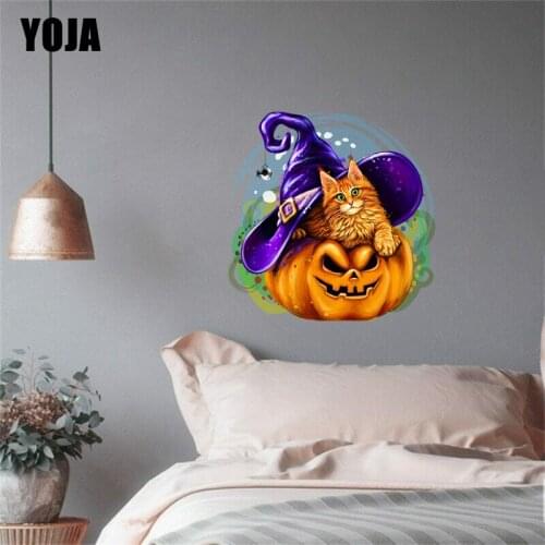 YOJA 49×49.4CM Halloween Cat Funny Cartoon Home Wall Decoration Personality Stickers Mural 8WS0371
