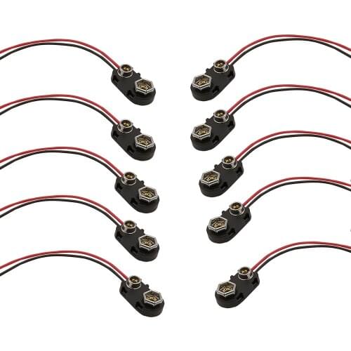 10Pcs 9V Battery Snap Connector I Type Plastic Hard Shell Battery Clips Buckle Holder Lead Wire Length 15CM