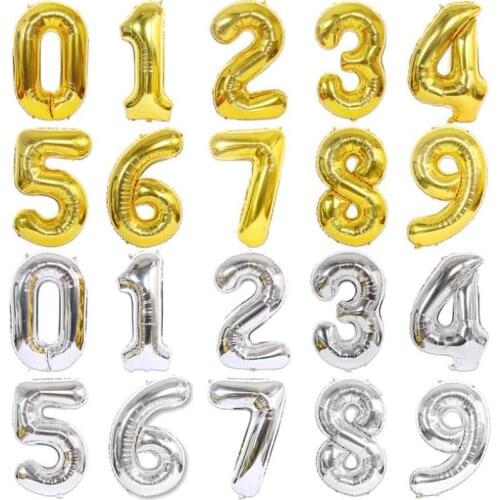 1pcs large gold silver rose gold number balloon birthday wedding party decoration aluminum foil balloon children decoration