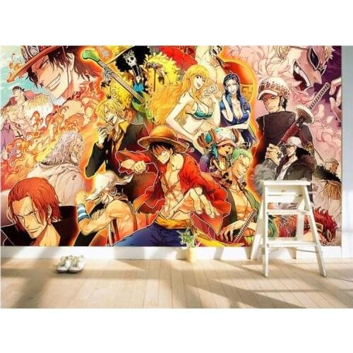 3D Anime Mural One Piece Bedroom Project Wallpaper Cartoon Theme Living Room Tea Shop Wallpaper Retro Bar Cafe Feeling Mural