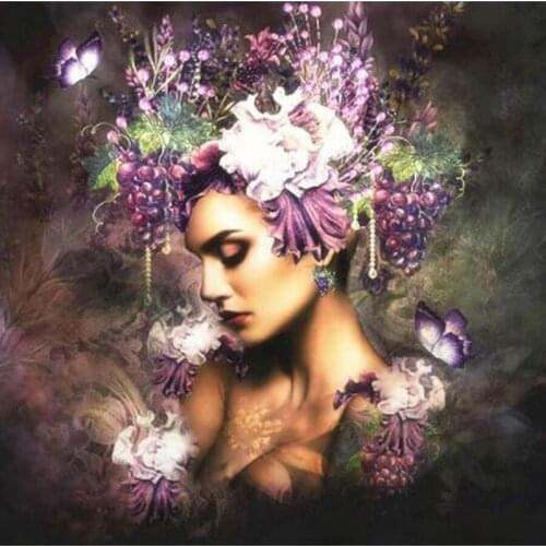 5D Diamond Painting Full Circle Diamond Mosaic Portrait Diy Diamond Embroidery Woman Flower Cross Stitch Kit Painting by Number