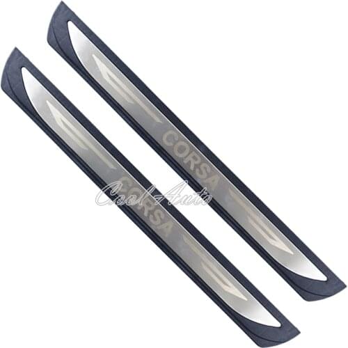 For Vauxhall Opel Corsa E Accessories 2021 2020-2014 Stainless Carbon Car Door Sill Kick Scuff Plate Protectors Trim Cover Guard