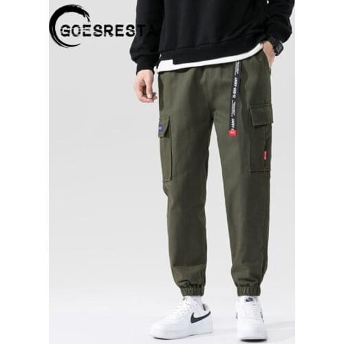 Black Men Cargo Pants 2021 Summer Cotton Streetwear Belt Jogger Harem Trousers Men Large Size Hip Hop Harajuku Casual Men Pants
