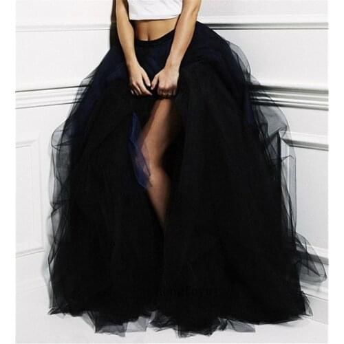 Black Adult Princess Midi Fairy Costume Tulle Skirt DanceTutu Skirts Womens Petticoat Jupe Tulle Femme Puffy Party Cloth Dress