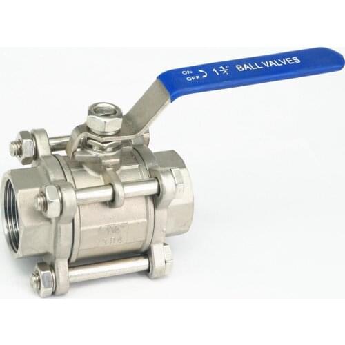 DN32 1-1/4" BSP Female Thread 304 Stainless Steel 3-Piece Type Ball Valve oil water air 229 PSI Plumbing