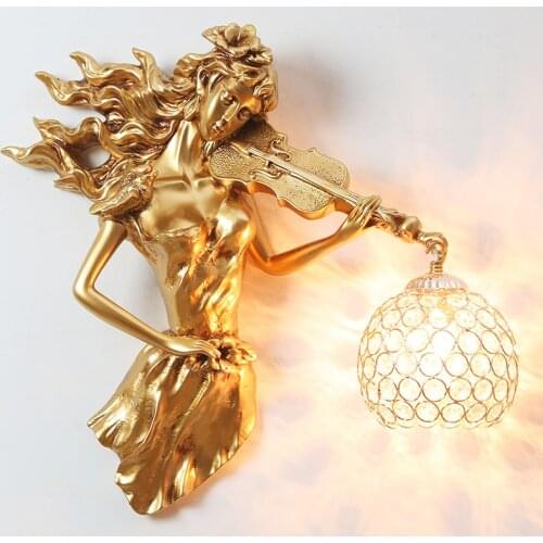 European Resin Wall Lamp Living Room led Crystal Wall Light Creative Stairway Aisle Bathroom Mirror Light Bedroom Bedside Lamps