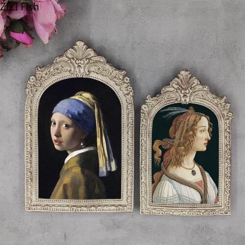 6/7/8 Inch Retro Palace Arch Photo Frame Golden Glass Framed Resin Picture Frames Nightstand Desk Decoration Vintage Home Decor