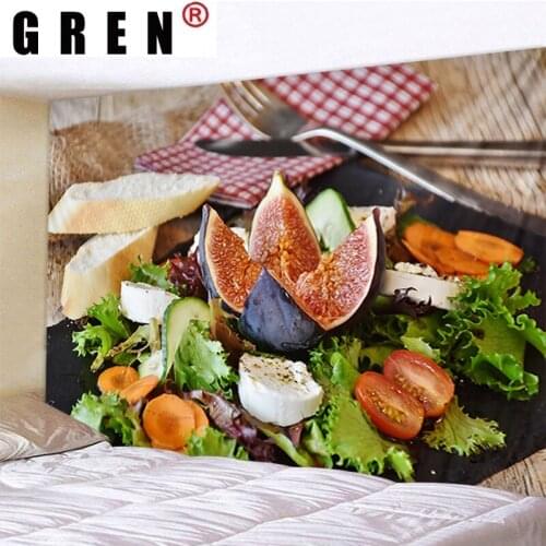 GREN Tapestry Vegetable Salad Wall Hanging Wall Covering Rugs Mural Background Cloth Beach Towel Fabric Yoga Blanket Home Decor