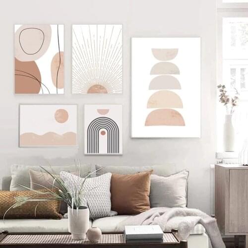 Nordic Modern Boho Style Canvas Painting Wall Art Pictures Posters Beige Boho Picture And Prints Interior Home Decoration Gift